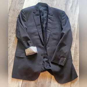 44L Men's PROTOCOL Blazer Gray Super 150s Wool 2 Button Sport Coat